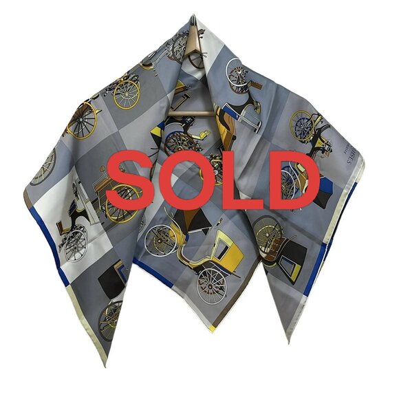 HERMES Carre 90 Navy Gray Multi Scarf 308-071225 - Picture 1 of 6